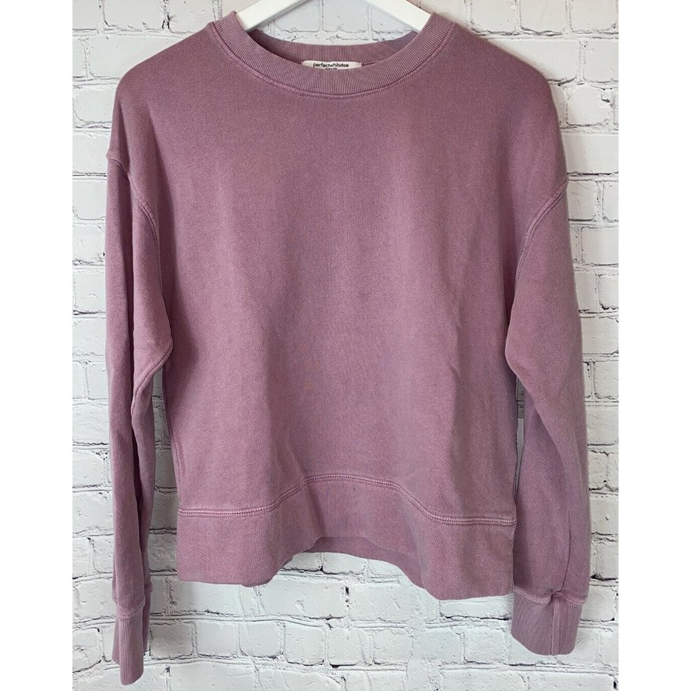 PERFECT WHITE TEE Womens’ Rose Mauve Crewneck Sweatshirt Size XS